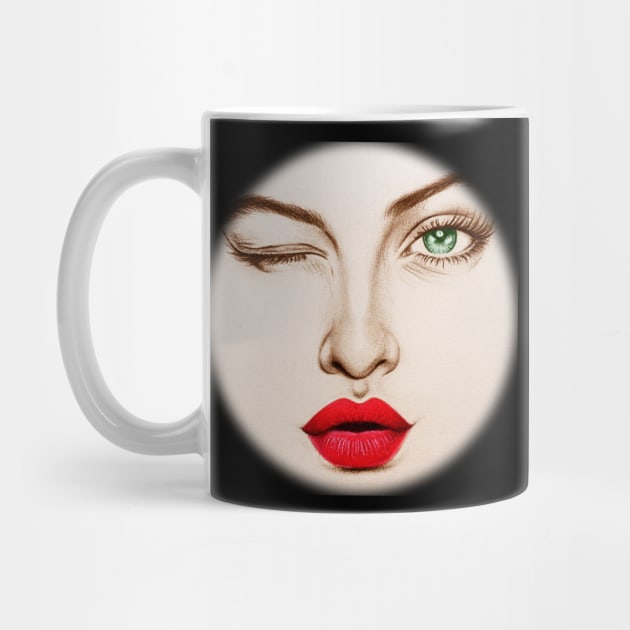 female face with eyes and lips by NeetzCreation